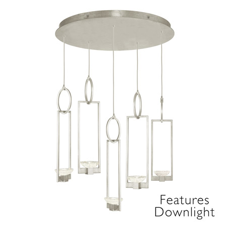Fine Art Handcrafted Lighting 893040-11 Delphi Silver Round 5 Pendant Light Fixture with Downlights