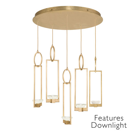 Fine Art Handcrafted Lighting 893040-21 Delphi Gold Round 5 Pendant Light Fixture with Downlights