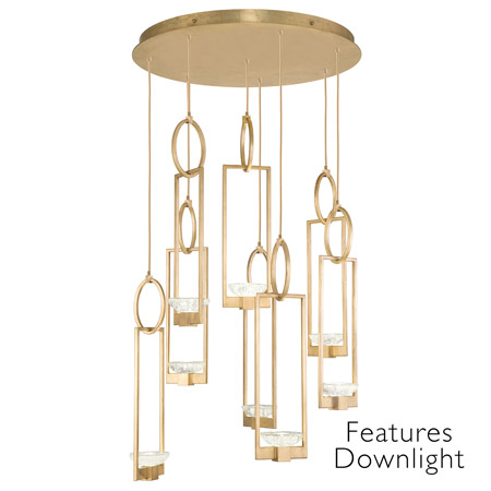 Fine Art Handcrafted Lighting 893240-21 Delphi Gold Round 8 Pendant Light Fixture with Downlights