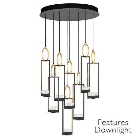 Fine Art Handcrafted Lighting 893240-31 Delphi Black Round 8 Pendant Light Fixture with Downlights