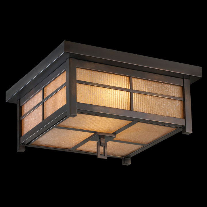 Fine Art Handcrafted Lighting 401080 Capistrano Outdoor Flush Mount Ceiling Fixture - Craftsman Style Porch Ceiling Light