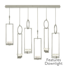 Fine Art Handcrafted Lighting 893140-11 Delphi Silver Linear 5 Pendant Light Fixture with Downlights