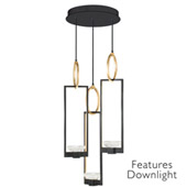 Contemporary Delphi Black Round 3 Pendant Light Fixture with Downlights - Fine Art Handcrafted Lighting 892940-31