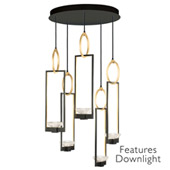 Contemporary Delphi Black Round 5 Pendant Light Fixture with Downlights - Fine Art Handcrafted Lighting 893040-31
