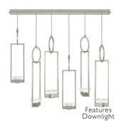 Contemporary Delphi Silver Linear 5 Pendant Light Fixture with Downlights - Fine Art Handcrafted Lighting 893140-11