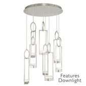 Contemporary Delphi Silver Round 8 Pendant Light Fixture with Downlights - Fine Art Handcrafted Lighting 893240-11