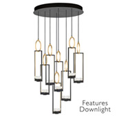 Contemporary Delphi Black Round 8 Pendant Light Fixture with Downlights - Fine Art Handcrafted Lighting 893240-31