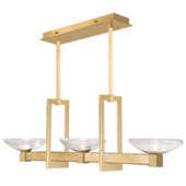 Contemporary Delphi Gold Linear Pendant Chandelier with Downlights - Fine Art Handcrafted Lighting 897040-2