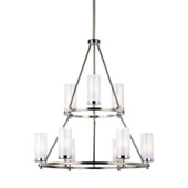 Traditional Jonah 9 - Light Two Tier Chandelier - Feiss F2987/9SN/CH
