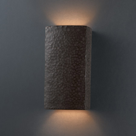 Justice Design CER-0915W-HMIR Ambiance Small Rectangle Outdoor Wall Sconce