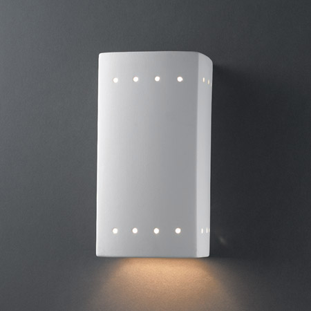 Justice Design CER-0920W-BIS Ambiance Small Rectangle Outdoor Wall Sconce With Perforations