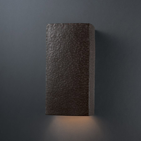 Justice Design CER-0950W-HMIR Ambiance Large Rectangle Outdoor Wall Sconce