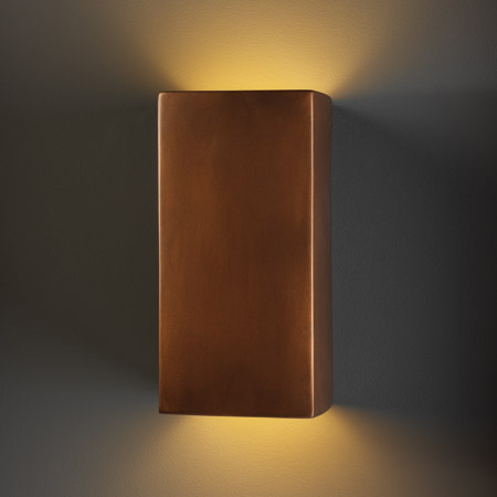 Justice Design CER-0955W-ANTC Ambiance Large Rectangle Outdoor Wall Sconce