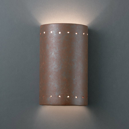 Justice Design CER-0995-PATR Ambiance Small Cylinder Wall Sconce With Perforations