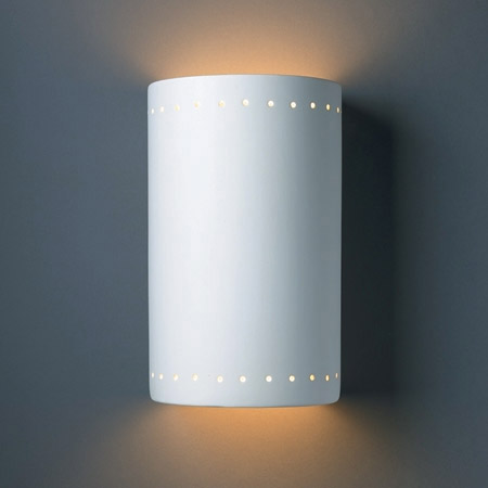 Justice Design CER-1295W-BIS Ambiance Large Cylinder Outdoor Wall Sconce With Perforations