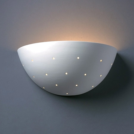 Justice Design CER-1395-BIS Ambiance Small Quarter Sphere Wall Sconce With Perforations