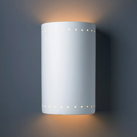 Justice Design CER-5295-BIS Ambiance Large ADA Cylinder Wall Sconce With Perforations