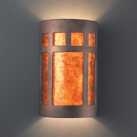 Justice Design CER-5355-ANTC-MICA Ambiance Large ADA Prairie Window Wall Sconce