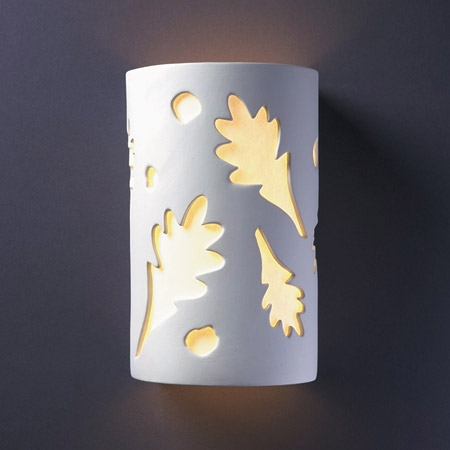 Justice Design CER-5465-BIS Ambiance Small ADA Oak Leaves Wall Sconce