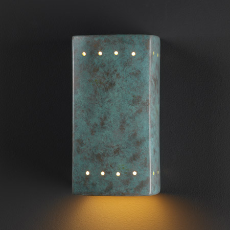 Justice Design CER-5920-PATV Ambiance Small ADA Rectangle Wall Sconce With Perforations