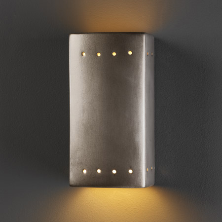 Justice Design CER-5925-ANTS Ambiance Small ADA Rectangle Wall Sconce With Perforations