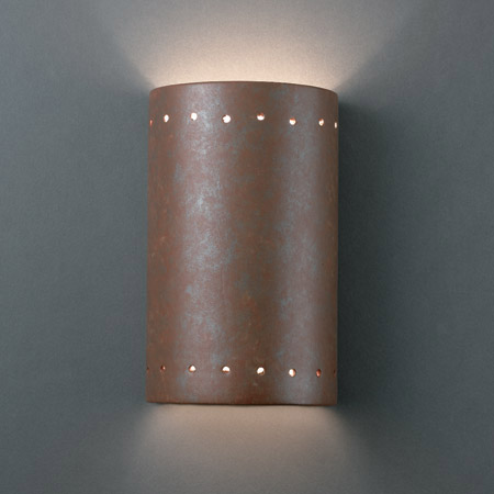 Justice Design CER-5995-PATR Ambiance Small ADA Cylinder Wall Sconce With Perforations