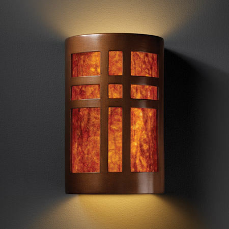 Justice Design CER-7285-ANTC-MICA Ambiance Small Cross Window Wall Sconce