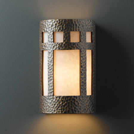 Justice Design CER-7345W-HMBR Ambiance Small Prairie Window Outdoor Wall Sconce