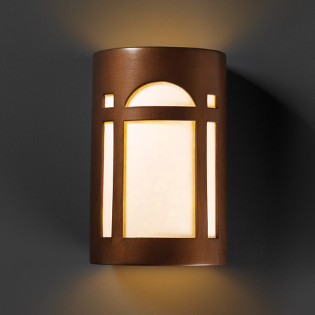 Justice Design CER-7385W-ANTC Ambiance Small Arch Window Outdoor Wall Sconce