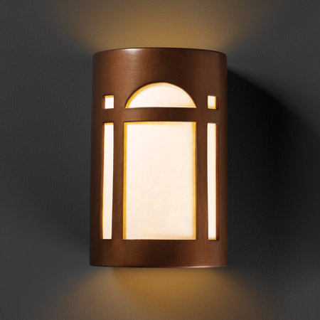 Justice Design CER-7395W-ANTC Ambiance Large Arch Window Outdoor Wall Sconce