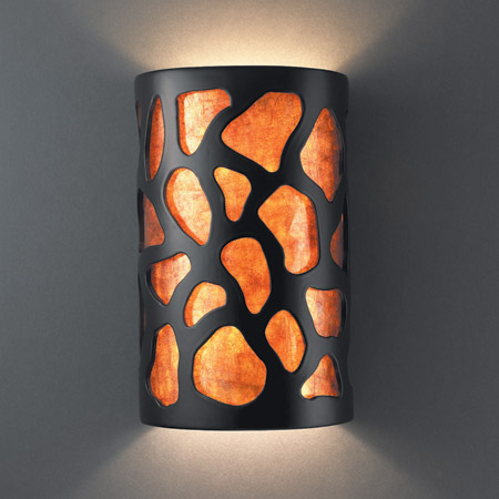 Justice Design CER-7445-CRB-MICA Ambiance Small Cobblestones Wall Sconce