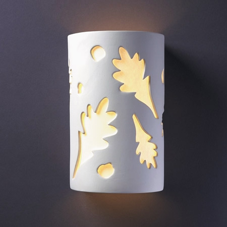 Justice Design CER-7465 Ambiance Small Oak Leaves Wall Sconce