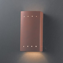 Justice Design CER-0925W-TERA Ambiance Small Rectangle Outdoor Wall Sconce With Perforations
