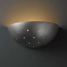 Justice Design CER-1390-ANTS Ambiance Small Quarter Sphere Wall Sconce With Perforations