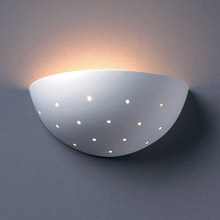 Justice Design CER-1390-BIS Ambiance Small Quarter Sphere Wall Sconce With Perforations
