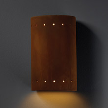 Justice Design CER-5990-RRST Ambiance Small ADA Cylinder Wall Sconce With Perforations