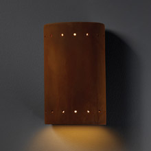 Justice Design CER-5990W-RRST Ambiance Small ADA Cylinder Outdoor Wall Sconce With Perforations