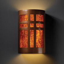 Justice Design CER-7295-ANTC-MICA Ambiance Large Cross Window Wall Sconce