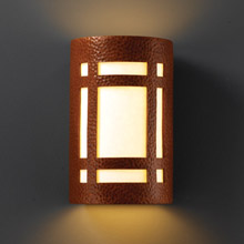 Justice Design CER-7495W-HMCP Ambiance Large Craftsman Window Outdoor Wall Sconce