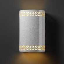 Justice Design CER-7805-CRK Ambiance Small Cylinder Wall Sconce With Floral Band