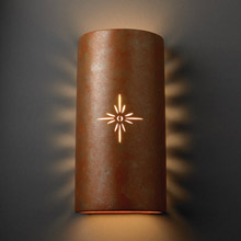 Justice Design CER-9025W-PATR-SUNB Sun Dagger Really Big Cylinder Outdoor Wall Sconce