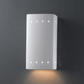 Contemporary Ambiance Small Rectangle Outdoor Wall Sconce With Perforations - Justice Design CER-0920W-BIS