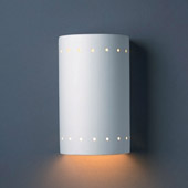 Contemporary Ambiance Small Cylinder Outdoor Wall Sconce With Perforations - Justice Design CER-0990W-BIS