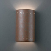 Ambiance Small Cylinder Wall Sconce With Perforations - Justice Design CER-0995-PATR