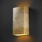 Ambiance Really Big Rectangle Outdoor Wall Sconce With Perforations - Justice Design CER-1185W-TRAG