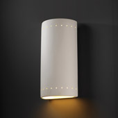 Contemporary Ambiance Really Big Cylinder Wall Sconce With Perforations - Justice Design CER-1190-BIS