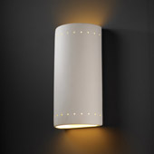 Contemporary Ambiance Really Big Cylinder Outdoor Wall Sconce With Perforations - Justice Design CER-1195W-BIS