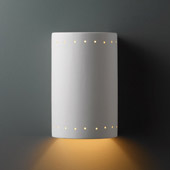 Contemporary Ambiance Large Cylinder Wall Sconce With Perforations - Justice Design CER-1290-BIS