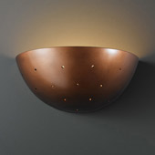 Ambiance Small Quarter Sphere Wall Sconce With Perforations - Justice Design CER-1395-ANTC