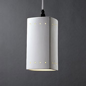 Contemporary Radiance Rectangle Mini Pendant With Perforations - Justice Design CER-6215-BIS-WTCD